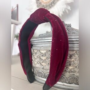 Red Ruby Sparkle Velvet Top Knot Headband Hair Accessories